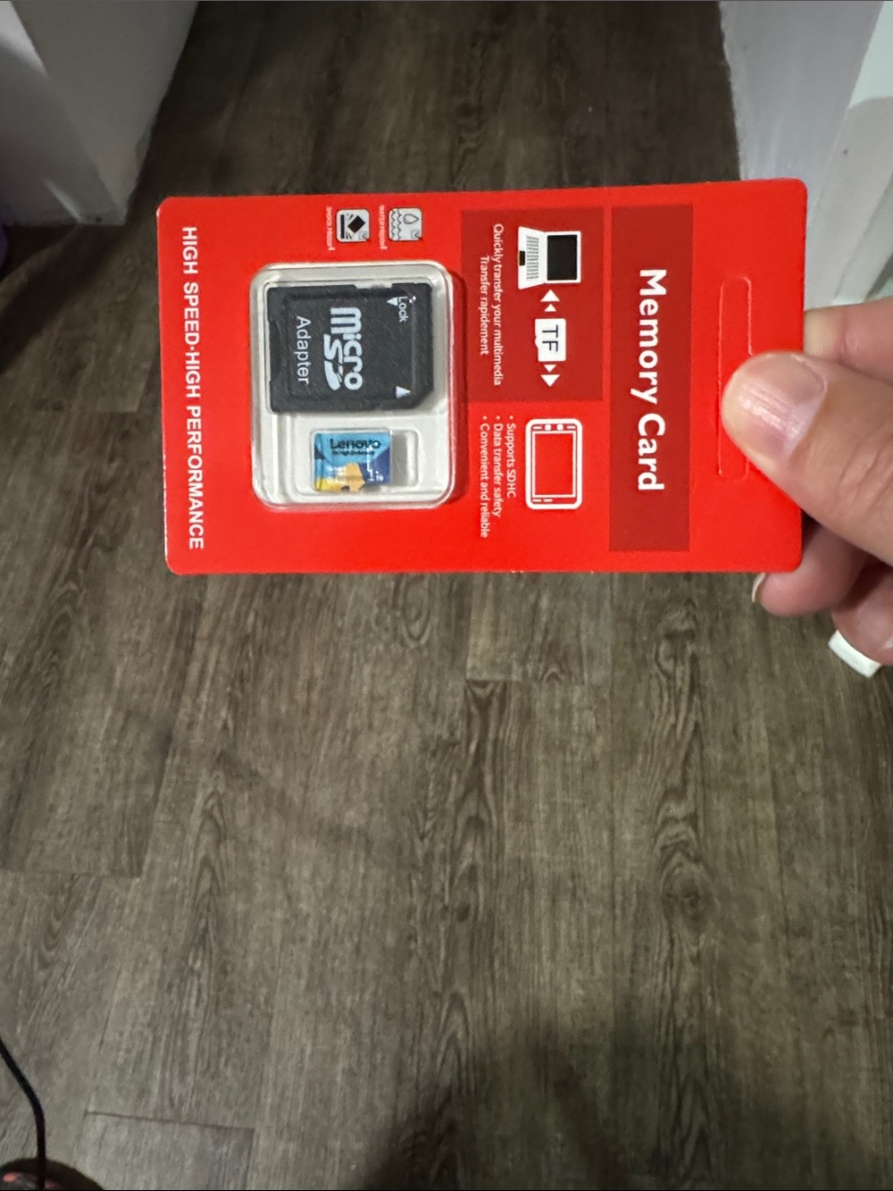 Lenovo Red Memory Card with Black microSD Adapter